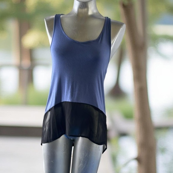 Tresics Tops - Hi- Low Blue and Black Women's Tank Top sizes S,M,L
